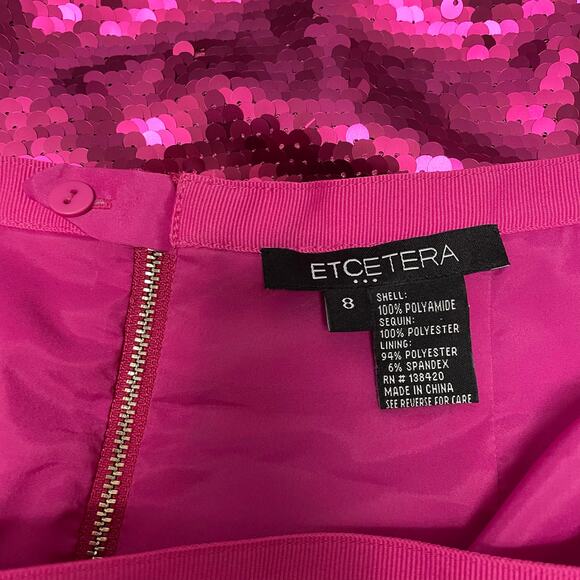 Etcetera Dark Pink Sequin Embellished Straight Fit Knee Skirt Womens Size 8 - Picture 5 of 5